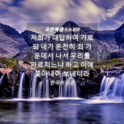 Picture 04 - 요한복음 9:34 KOR - 저희가 대답하여 가로되 네가 온전히 - Bible Verse Picture