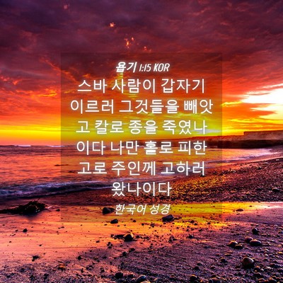 Picture 04 - 욥기 1:15 KOR - 스바 사람이 갑자기 이르러 그것들을 - Bible Verse Picture