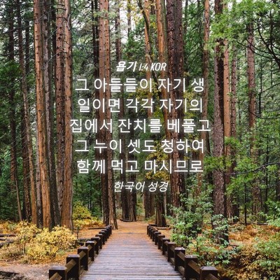 Picture 04 - 욥기 1:4 KOR - 그 아들들이 자기 생일이면 각각 - Bible Verse Picture