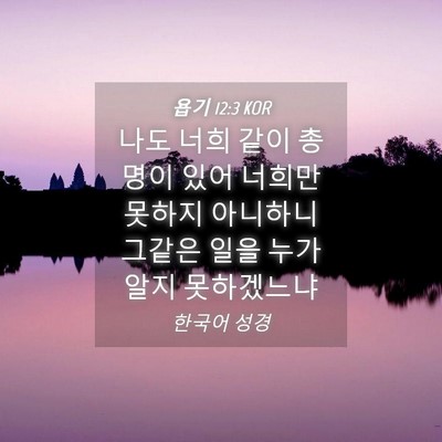 Picture 04 - 욥기 12:3 KOR - 나도 너희 같이 총명이 있어 너희만 - Bible Verse Picture