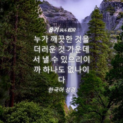 Picture 04 - 욥기 14:4 KOR - 누가 깨끗한 것을 더러운 것 - Bible Verse Picture