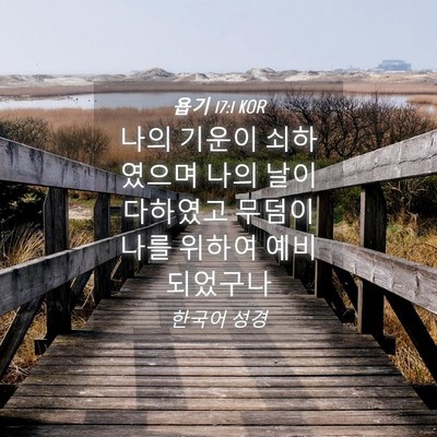 Picture 04 - 욥기 17:1 KOR - 나의 기운이 쇠하였으며 나의 날이 - Bible Verse Picture