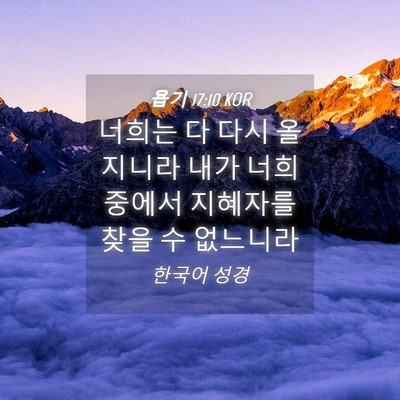 Picture 04 - 욥기 17:10 KOR - 너희는 다 다시 올지니라 내가 너희 - Bible Verse Picture