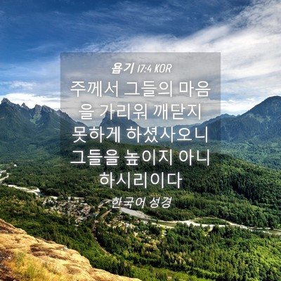 Picture 04 - 욥기 17:4 KOR - 주께서 그들의 마음을 가리워 깨닫지 - Bible Verse Picture