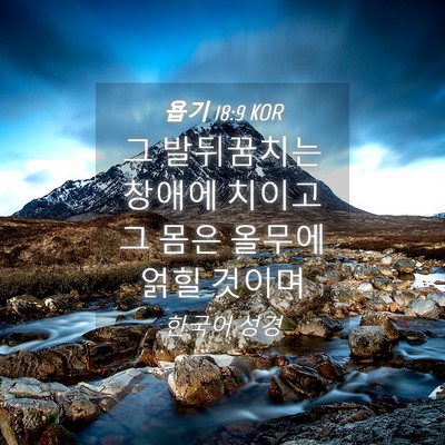 Picture 04 - 욥기 18:9 KOR - 그 발뒤꿈치는 창애에 치이고 그 - Bible Verse Picture