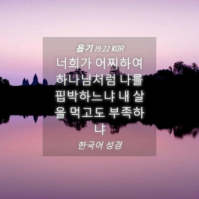 Picture 04 - 욥기 19:22 KOR - 너희가 어찌하여 하나님처럼 나를 - Bible Verse Picture