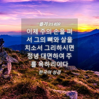 Picture 04 - 욥기 2:5 KOR - 이제 주의 손을 펴서 그의 뼈와 살을 - Bible Verse Picture
