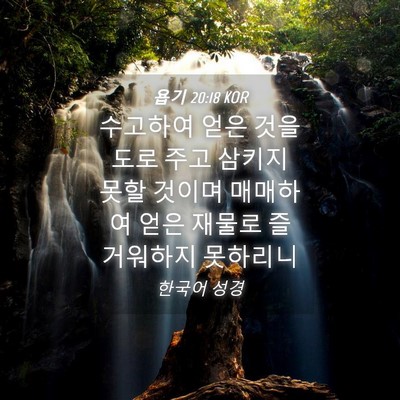 Picture 04 - 욥기 20:18 KOR - 수고하여 얻은 것을 도로 주고 - Bible Verse Picture