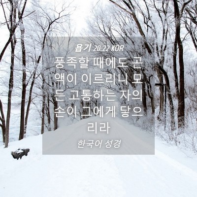 Picture 04 - 욥기 20:22 KOR - 풍족할 때에도 곤액이 이르리니 모든 - Bible Verse Picture