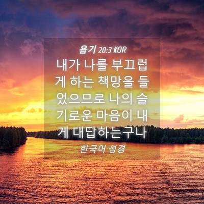 Picture 04 - 욥기 20:3 KOR - 내가 나를 부끄럽게 하는 책망을 - Bible Verse Picture