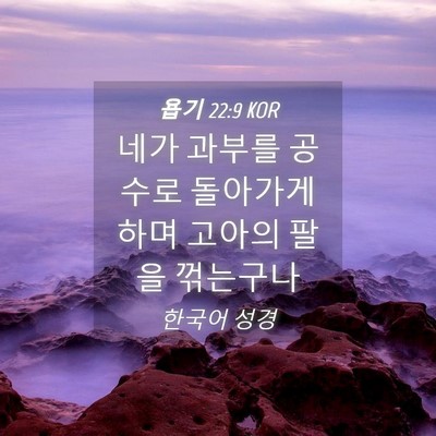 Picture 04 - 욥기 22:9 KOR - 네가 과부를 공수로 돌아가게 하며 - Bible Verse Picture