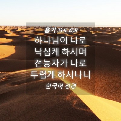 Picture 04 - 욥기 23:16 KOR - 하나님이 나로 낙심케 하시며 - Bible Verse Picture