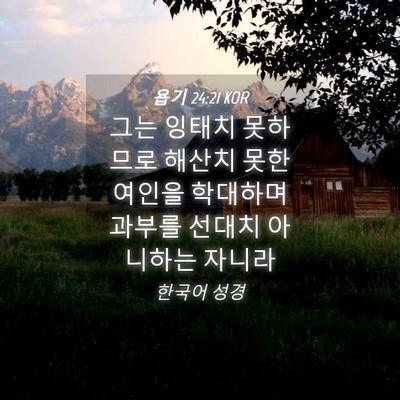 Picture 04 - 욥기 24:21 KOR - 그는 잉태치 못하므로 해산치 못한 - Bible Verse Picture