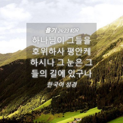 Picture 04 - 욥기 24:23 KOR - 하나님이 그들을 호위하사 평안케 - Bible Verse Picture