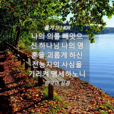 Picture 04 - 욥기 27:2 KOR - 나의 의를 빼앗으신 하나님 나의 - Bible Verse Picture