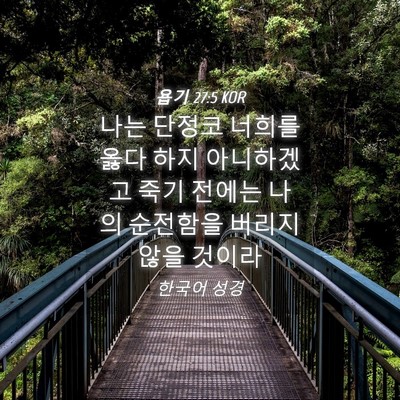 Picture 04 - 욥기 27:5 KOR - 나는 단정코 너희를 옳다 하지 - Bible Verse Picture