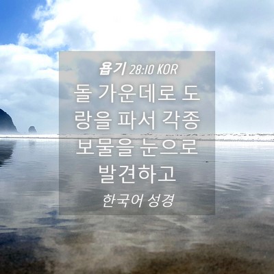 Picture 04 - 욥기 28:10 KOR - 돌 가운데로 도랑을 파서 각종 - Bible Verse Picture
