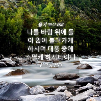 Picture 04 - 욥기 30:22 KOR - 나를 바람 위에 들어 얹어 불려가게 - Bible Verse Picture