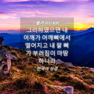 Picture 04 - 욥기 31:22 KOR - 그리하였으면 내 어깨가 어깨뼈에서 - Bible Verse Picture