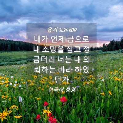 Picture 04 - 욥기 31:24 KOR - 내가 언제 금으로 내 소망을 삼고 - Bible Verse Picture