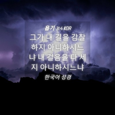 Picture 04 - 욥기 31:4 KOR - 그가 내 길을 감찰하지 아니하시느냐 - Bible Verse Picture