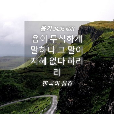 Picture 04 - 욥기 34:35 KOR - 욥이 무식하게 말하니 그 말이 지혜 - Bible Verse Picture