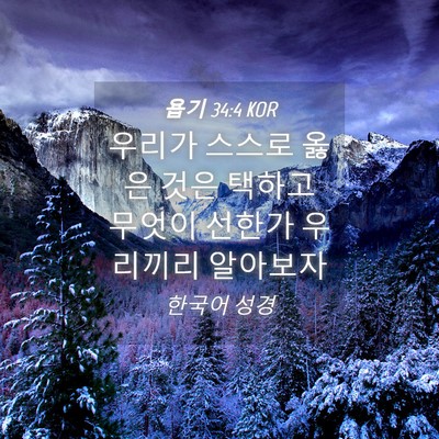 Picture 04 - 욥기 34:4 KOR - 우리가 스스로 옳은 것은 택하고 - Bible Verse Picture