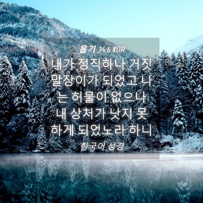 Picture 04 - 욥기 34:6 KOR - 내가 정직하나 거짓말장이가 되었고 - Bible Verse Picture
