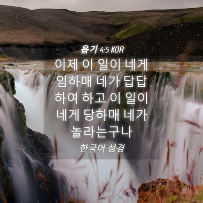 Picture 04 - 욥기 4:5 KOR - 이제 이 일이 네게 임하매 네가 - Bible Verse Picture