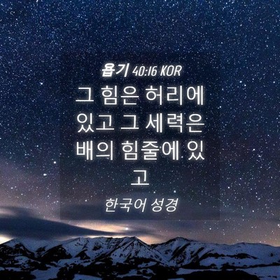 Picture 04 - 욥기 40:16 KOR - 그 힘은 허리에 있고 그 세력은 배의 - Bible Verse Picture