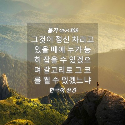 Picture 04 - 욥기 40:24 KOR - 그것이 정신 차리고 있을 때에 누가 - Bible Verse Picture