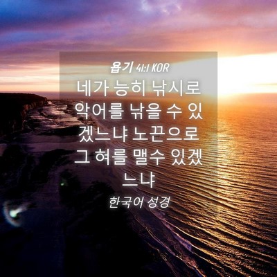 Picture 04 - 욥기 41:1 KOR - 네가 능히 낚시로 악어를 낚을 수 - Bible Verse Picture