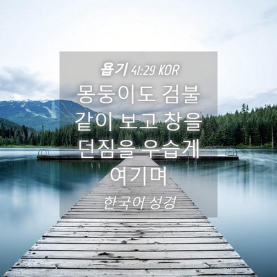 Picture 04 - 욥기 41:29 KOR - 몽둥이도 검불 같이 보고 창을 - Bible Verse Picture