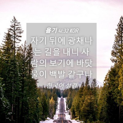 Picture 04 - 욥기 41:32 KOR - 자기 뒤에 광채나는 길을 내니 - Bible Verse Picture