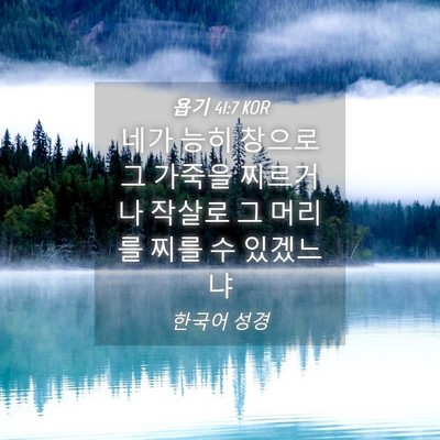 Picture 04 - 욥기 41:7 KOR - 네가 능히 창으로 그 가죽을 - Bible Verse Picture