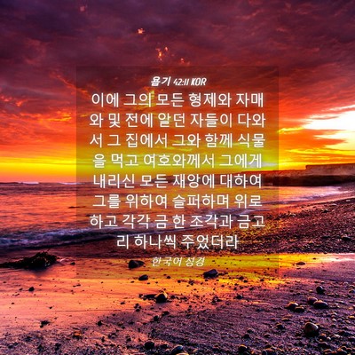Picture 04 - 욥기 42:11 KOR - 이에 그의 모든 형제와 자매와 및 - Bible Verse Picture
