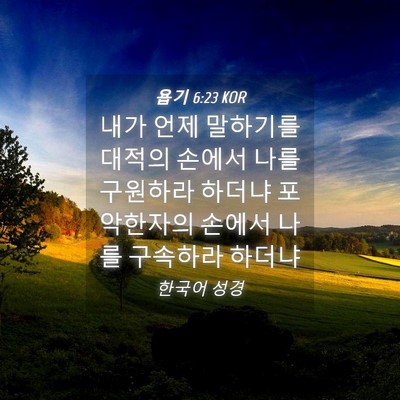 Picture 04 - 욥기 6:23 KOR - 내가 언제 말하기를 대적의 손에서 - Bible Verse Picture