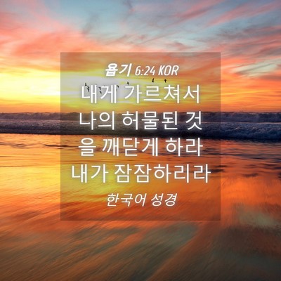 Picture 04 - 욥기 6:24 KOR - 내게 가르쳐서 나의 허물된 것을 - Bible Verse Picture