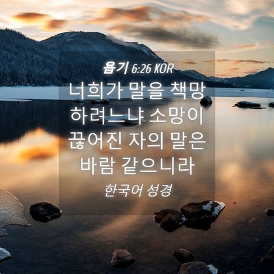 Picture 04 - 욥기 6:26 KOR - 너희가 말을 책망하려느냐 소망이 - Bible Verse Picture