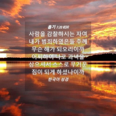 Picture 04 - 욥기 7:20 KOR - 사람을 감찰하시는 자여 내가 - Bible Verse Picture