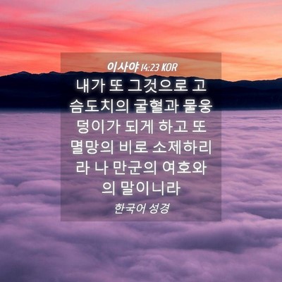 Picture 04 - 이사야 14:23 KOR - 내가 또 그것으로 고슴도치의 굴혈과 - Bible Verse Picture