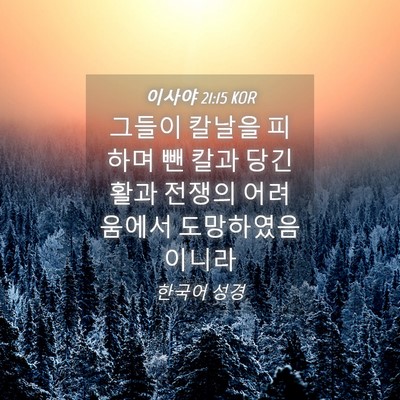 Picture 04 - 이사야 21:15 KOR - 그들이 칼날을 피하며 뺀 칼과 당긴 - Bible Verse Picture