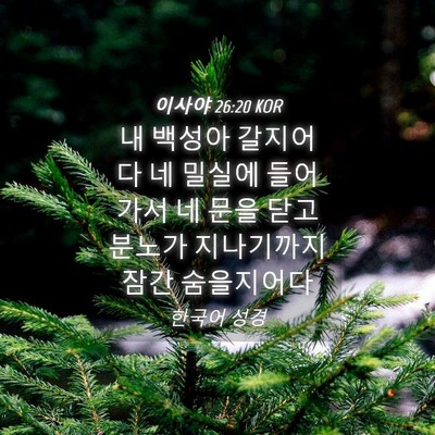 Picture 04 - 이사야 26:20 KOR - 내 백성아 갈지어다 네 밀실에 - Bible Verse Picture
