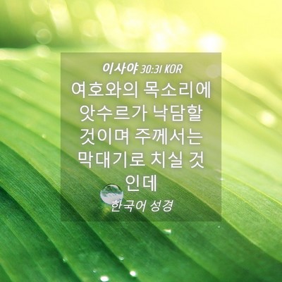 Picture 04 - 이사야 30:31 KOR - 여호와의 목소리에 앗수르가 낙담할 - Bible Verse Picture