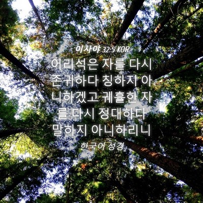 Picture 04 - 이사야 32:5 KOR - 어리석은 자를 다시 존귀하다 칭하지 - Bible Verse Picture