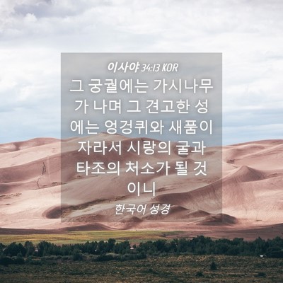 Picture 04 - 이사야 34:13 KOR - 그 궁궐에는 가시나무가 나며 그 - Bible Verse Picture