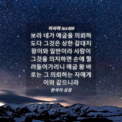 Picture 04 - 이사야 36:6 KOR - 보라 네가 애굽을 의뢰하도다 그것은 - Bible Verse Picture