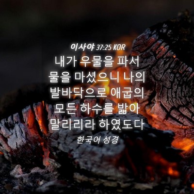 Picture 04 - 이사야 37:25 KOR - 내가 우물을 파서 물을 마셨으니 - Bible Verse Picture