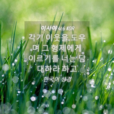 Picture 04 - 이사야 41:6 KOR - 각기 이웃을 도우며 그 형제에게 - Bible Verse Picture