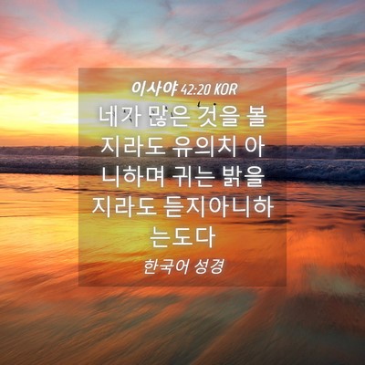 Picture 04 - 이사야 42:20 KOR - 네가 많은 것을 볼지라도 유의치 - Bible Verse Picture